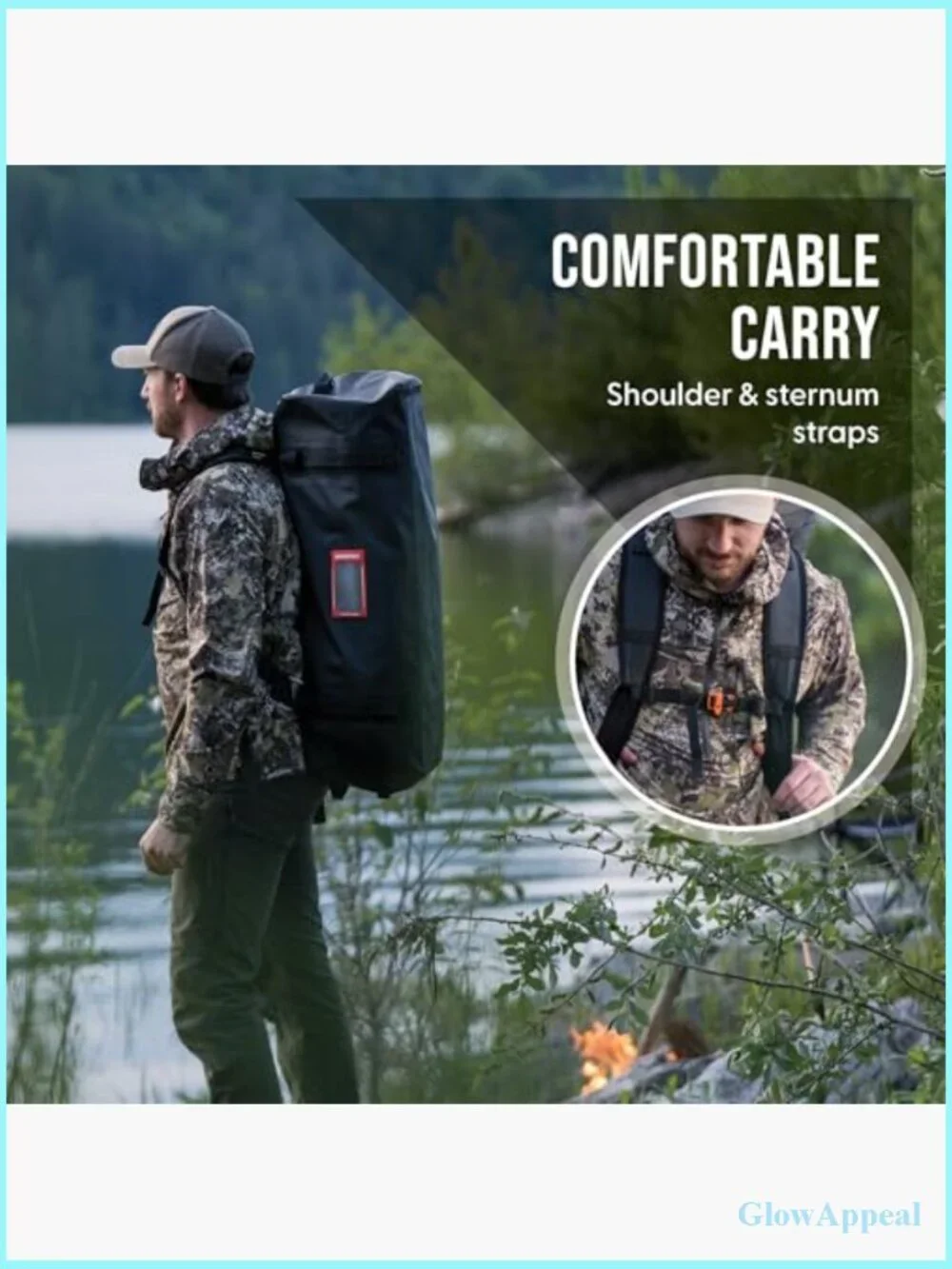 Waterproof Duffel Bag 65L Carry-On with Backpack Straps Airtight